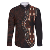 Africa Dashiki Family Matching Long Sleeve Bodycon Dress and Hawaiian Shirt African Tribal Art Mixed Polynesian Tattoo Red Color Unique LT9 Dad's Shirt - Long Sleeve Red - Polynesian Pride