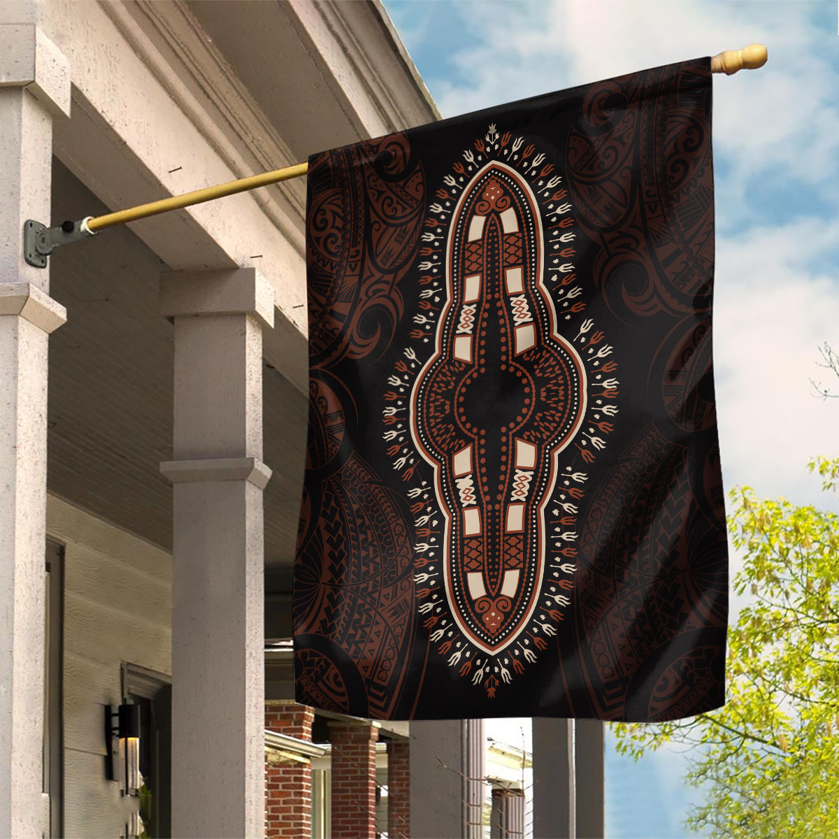 Africa Dashiki Garden Flag African Tribal Art Mixed Polynesian Tattoo Red Color Unique LT9 House Flag Red - Polynesian Pride