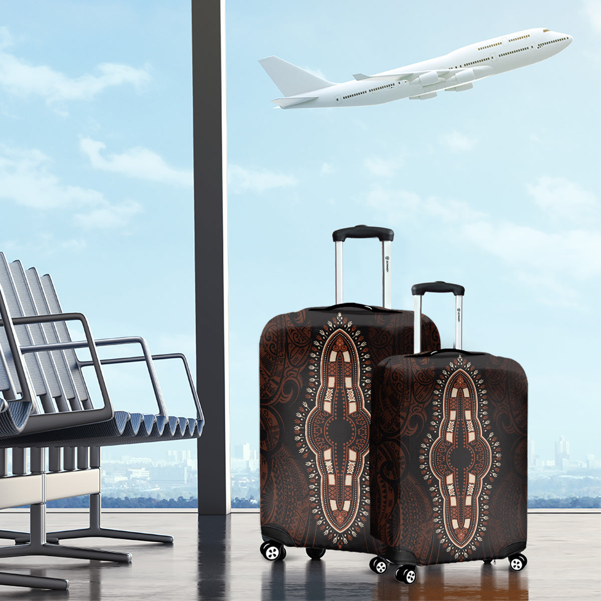 Africa Dashiki Luggage Cover African Tribal Art Mixed Polynesian Tattoo Red Color Unique LT9 - Polynesian Pride