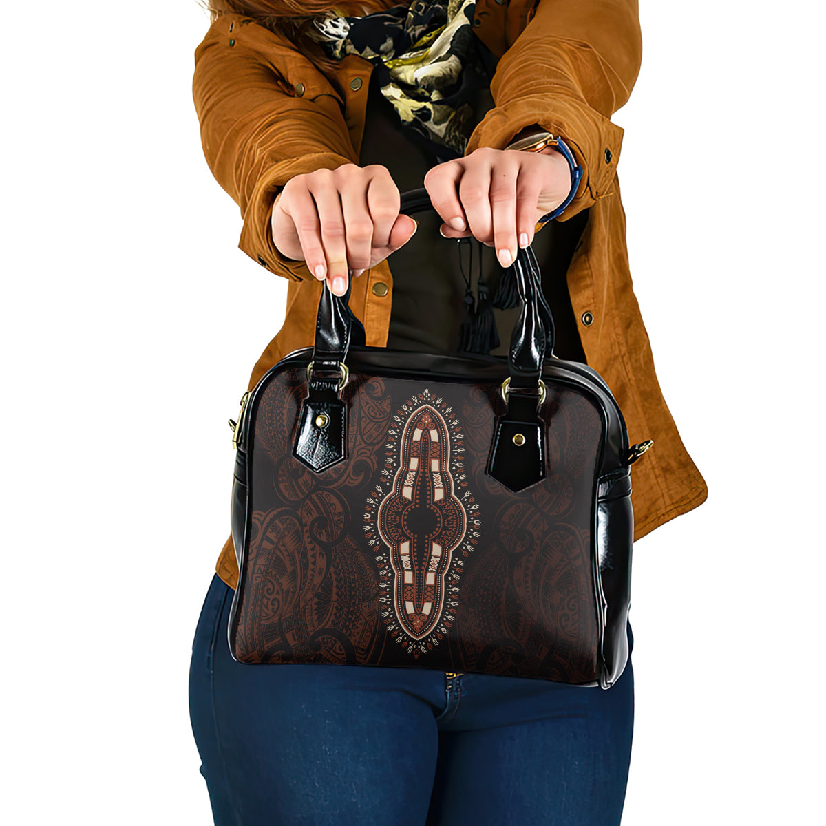 Africa Dashiki Shoulder Handbag African Tribal Art Mixed Polynesian Tattoo Red Color Unique LT9 One Size Red - Polynesian Pride