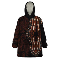 Africa Dashiki Wearable Blanket Hoodie African Tribal Art Mixed Polynesian Tattoo Red Color Unique LT9 One Size Red - Polynesian Pride