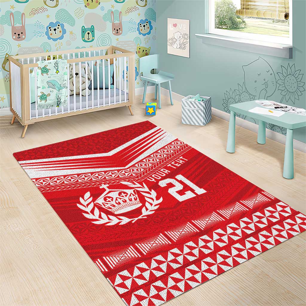 Custom Mate Ma'a Tonga Heritage Area Rug Pacific Tribal Rugby Red Edition - Polynesian Pride