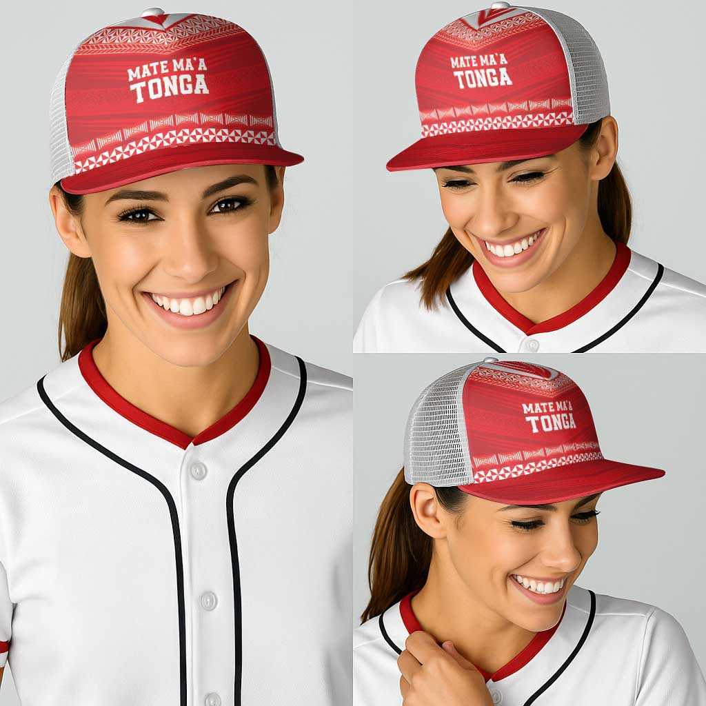 Mate Ma'a Tonga Heritage Baseball Net Cap Pacific Tribal Rugby Red Edition - Polynesian Pride