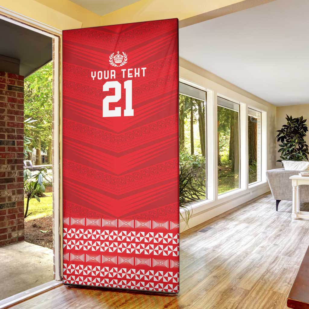Custom Mate Ma'a Tonga Heritage Door Cover Pacific Tribal Rugby Red Edition - Polynesian Pride