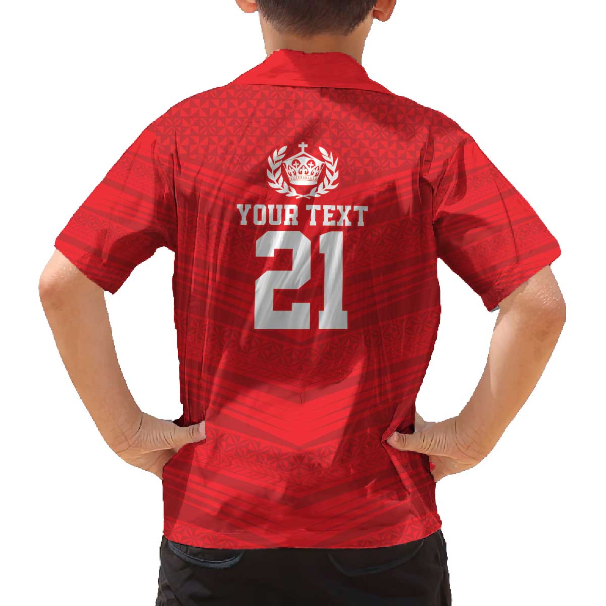 Custom Mate Ma'a Tonga Heritage Family Matching Off The Shoulder Long Sleeve Dress and Hawaiian Shirt Pacific Tribal Rugby Red Edition LT9 - Polynesian Pride