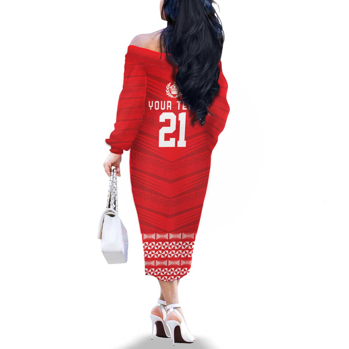 Custom Mate Ma'a Tonga Heritage Family Matching Off The Shoulder Long Sleeve Dress and Hawaiian Shirt Pacific Tribal Rugby Red Edition LT9 - Polynesian Pride