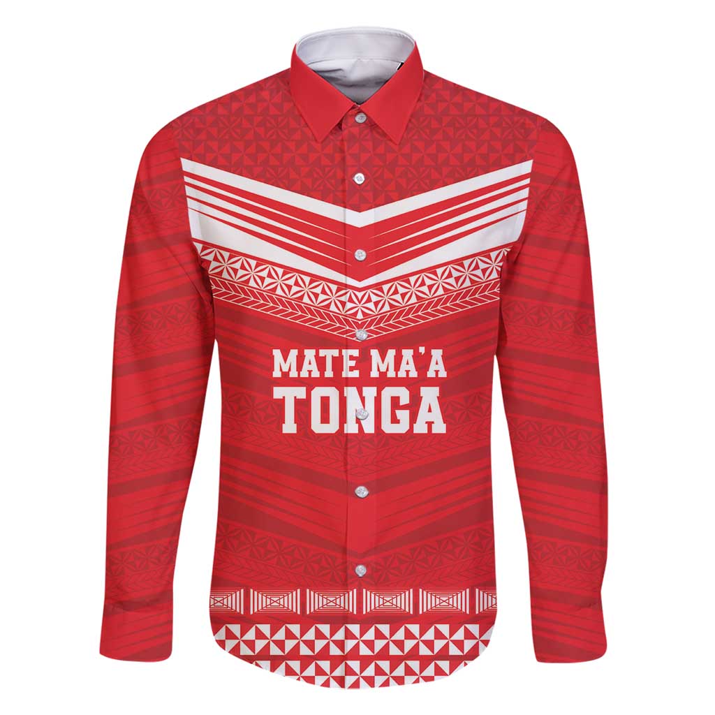 Custom Mate Ma'a Tonga Heritage Family Matching Off Shoulder Maxi Dress and Hawaiian Shirt Pacific Tribal Rugby Red Edition - Polynesian Pride