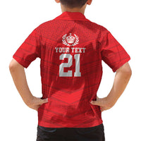 Custom Mate Ma'a Tonga Heritage Family Matching Off Shoulder Short Dress and Hawaiian Shirt Pacific Tribal Rugby Red Edition LT9 - Polynesian Pride