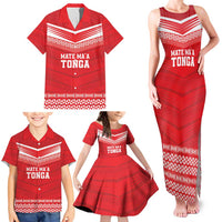 Custom Mate Ma'a Tonga Heritage Family Matching Tank Maxi Dress and Hawaiian Shirt Pacific Tribal Rugby Red Edition LT9 - Polynesian Pride