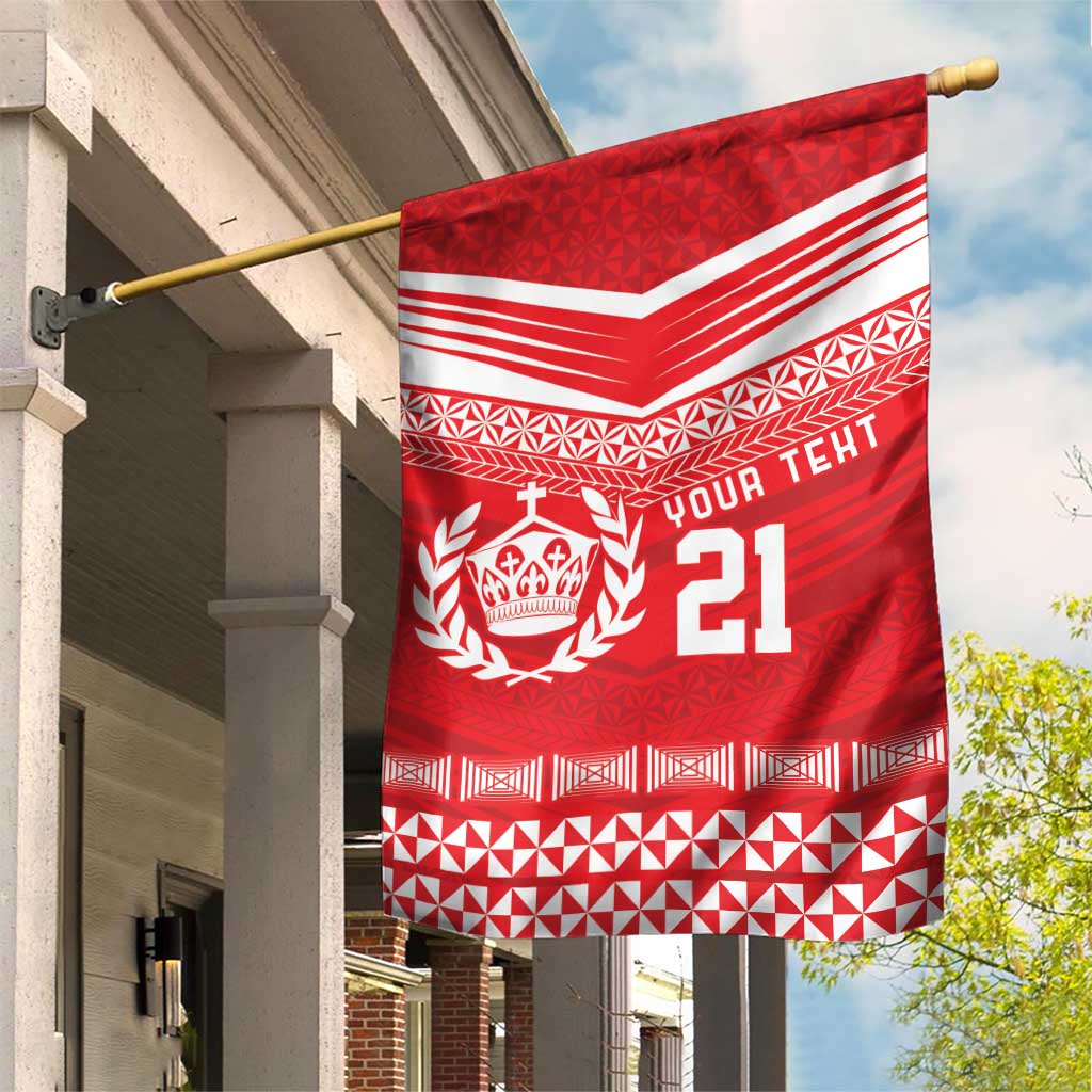 Custom Mate Ma'a Tonga Heritage Garden Flag Pacific Tribal Rugby Red Edition - Polynesian Pride