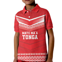 Custom Mate Ma'a Tonga Heritage Kid Polo Shirt Pacific Tribal Rugby Red Edition LT9 Kid Red - Polynesian Pride