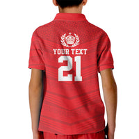 Custom Mate Ma'a Tonga Heritage Kid Polo Shirt Pacific Tribal Rugby Red Edition LT9 - Polynesian Pride