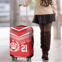 Custom Mate Ma'a Tonga Heritage Luggage Cover Pacific Tribal Rugby Red Edition - Polynesian Pride
