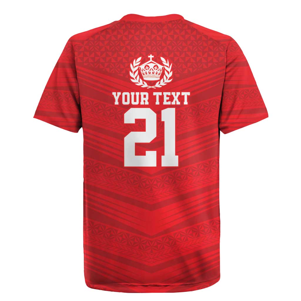 Custom Mate Ma'a Tonga Heritage Rugby Jersey Pacific Tribal Rugby Red Edition - Polynesian Pride