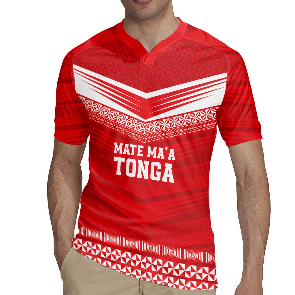 Custom Mate Ma'a Tonga Heritage Rugby Jersey Pacific Tribal Rugby Red Edition - Polynesian Pride