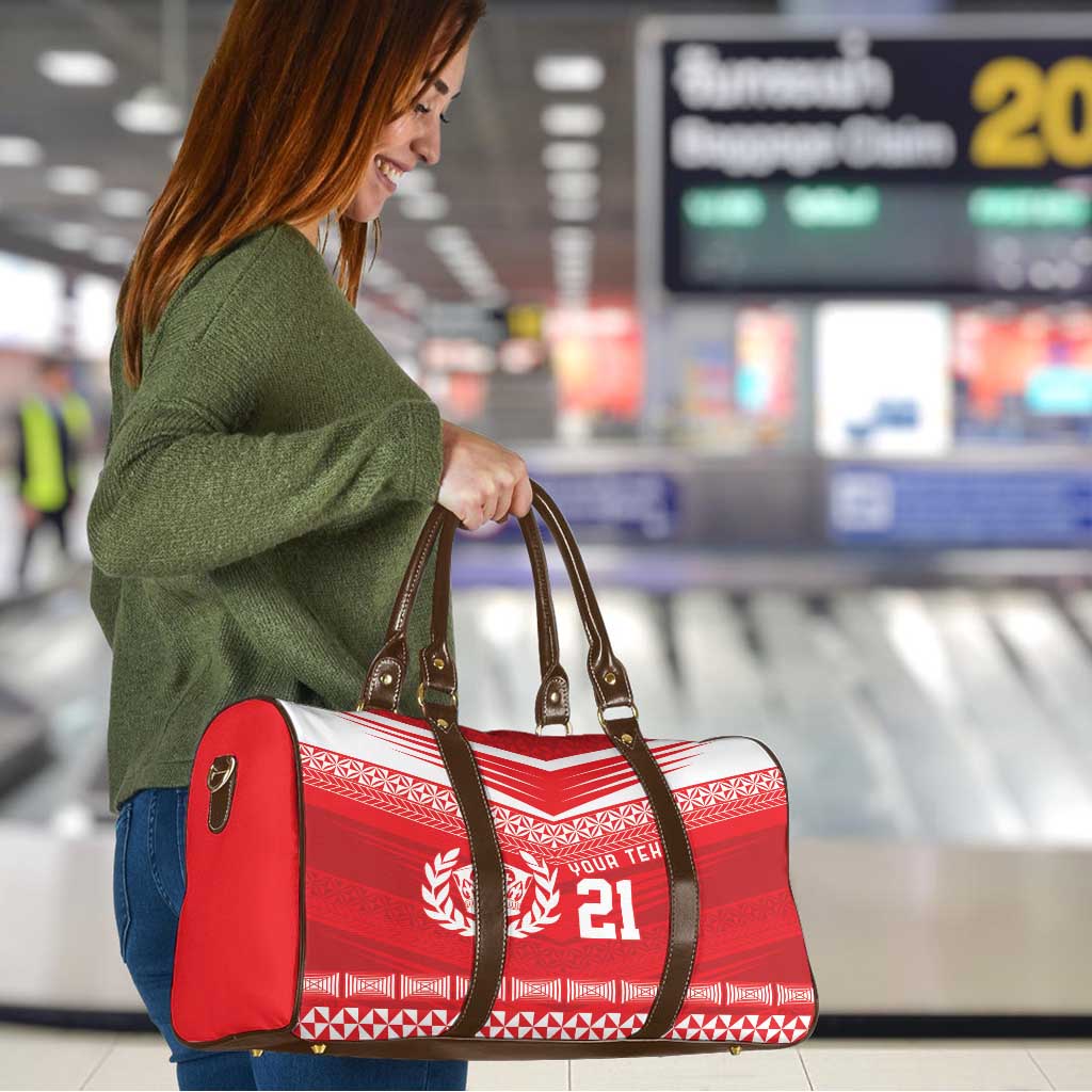 Custom Mate Ma'a Tonga Heritage Travel Bag Pacific Tribal Rugby Red Edition - Polynesian Pride