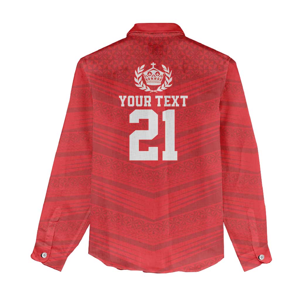 Custom Mate Ma'a Tonga Heritage Women Casual Shirt Pacific Tribal Rugby Red Edition - Polynesian Pride