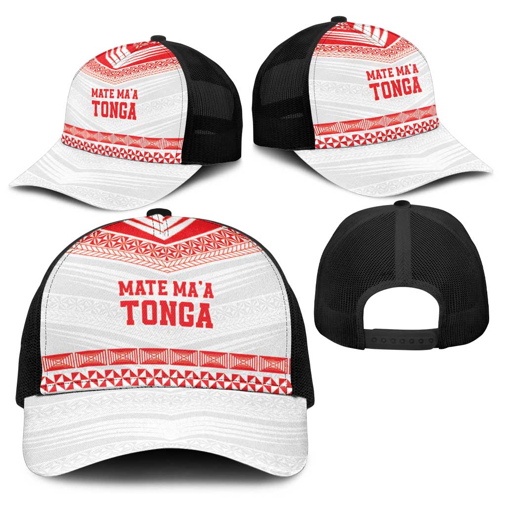 Mate Ma'a Tonga Heritage Baseball Net Cap Pacific Tribal Rugby White Edition - Polynesian Pride
