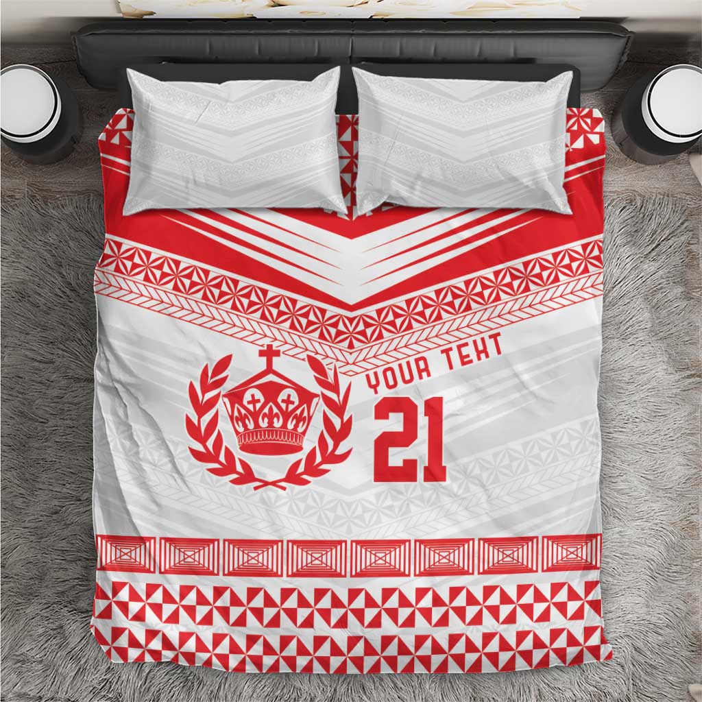 Custom Mate Ma'a Tonga Heritage Bedding Set Pacific Tribal Rugby White Edition - Polynesian Pride