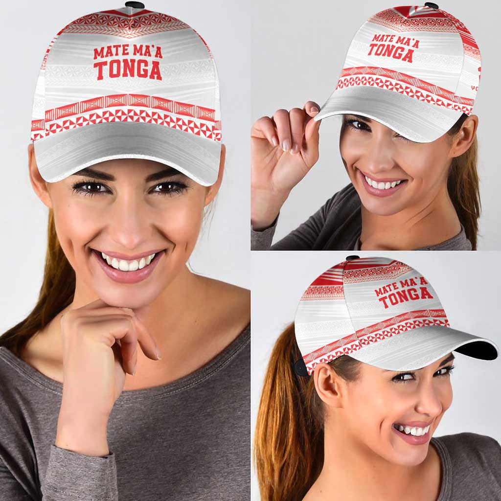 Custom Mate Ma'a Tonga Heritage Classic Cap Pacific Tribal Rugby White Edition - Polynesian Pride