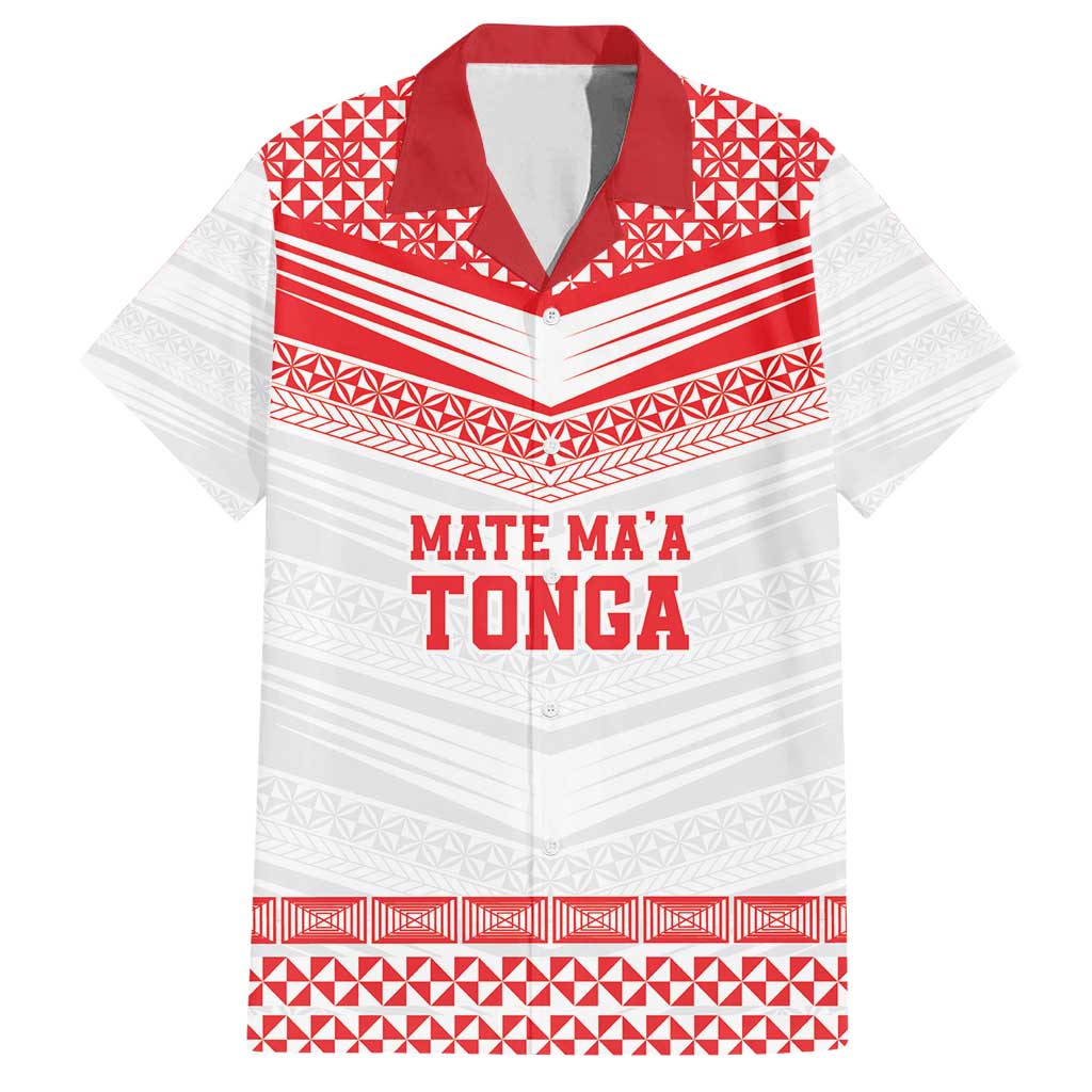 Custom Mate Ma'a Tonga Heritage Family Matching Long Sleeve Bodycon Dress and Hawaiian Shirt Pacific Tribal Rugby White Edition LT9 Dad's Shirt - Short Sleeve White - Polynesian Pride