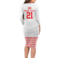 Custom Mate Ma'a Tonga Heritage Family Matching Long Sleeve Bodycon Dress and Hawaiian Shirt Pacific Tribal Rugby White Edition LT9 - Polynesian Pride