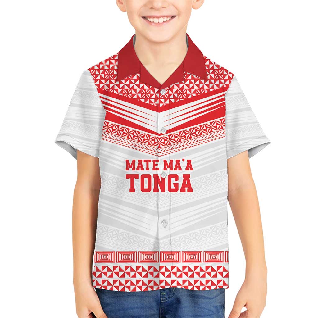 Custom Mate Ma'a Tonga Heritage Family Matching Long Sleeve Bodycon Dress and Hawaiian Shirt Pacific Tribal Rugby White Edition LT9 Son's Shirt White - Polynesian Pride