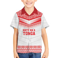 Custom Mate Ma'a Tonga Heritage Family Matching Off Shoulder Maxi Dress and Hawaiian Shirt Pacific Tribal Rugby White Edition - Polynesian Pride