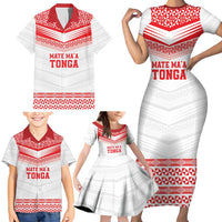 Custom Mate Ma'a Tonga Heritage Family Matching Short Sleeve Bodycon Dress and Hawaiian Shirt Pacific Tribal Rugby White Edition LT9 - Polynesian Pride