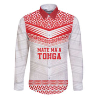 Custom Mate Ma'a Tonga Heritage Family Matching Short Sleeve Bodycon Dress and Hawaiian Shirt Pacific Tribal Rugby White Edition LT9 Dad's Shirt - Long Sleeve White - Polynesian Pride