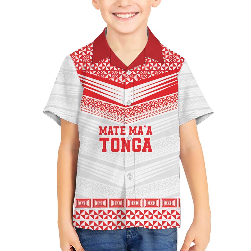 Custom Mate Ma'a Tonga Heritage Family Matching Short Sleeve Bodycon Dress and Hawaiian Shirt Pacific Tribal Rugby White Edition LT9 Son's Shirt White - Polynesian Pride