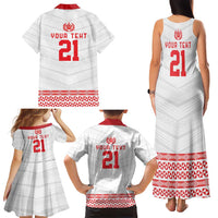 Custom Mate Ma'a Tonga Heritage Family Matching Tank Maxi Dress and Hawaiian Shirt Pacific Tribal Rugby White Edition LT9 - Polynesian Pride