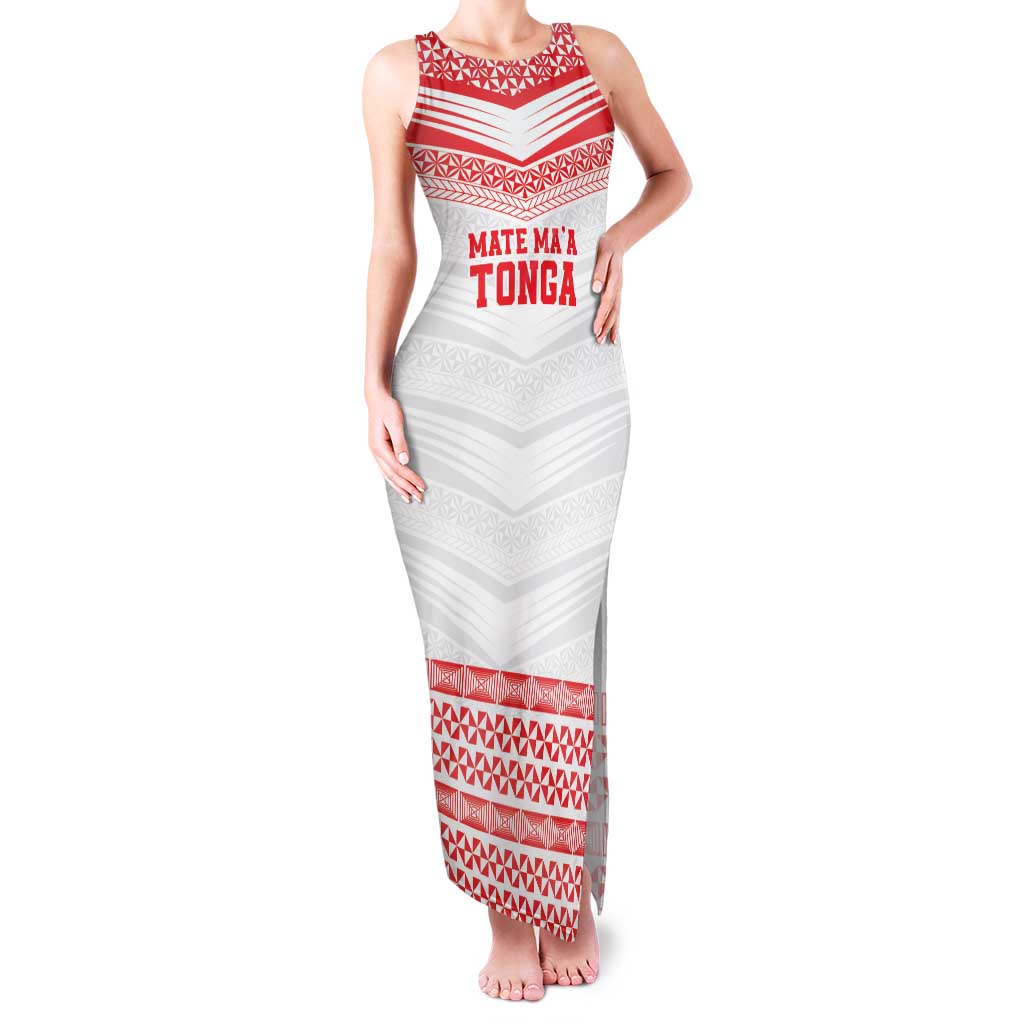 Custom Mate Ma'a Tonga Heritage Family Matching Tank Maxi Dress and Hawaiian Shirt Pacific Tribal Rugby White Edition LT9 Mom's Dress White - Polynesian Pride