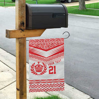 Custom Mate Ma'a Tonga Heritage Garden Flag Pacific Tribal Rugby White Edition - Polynesian Pride