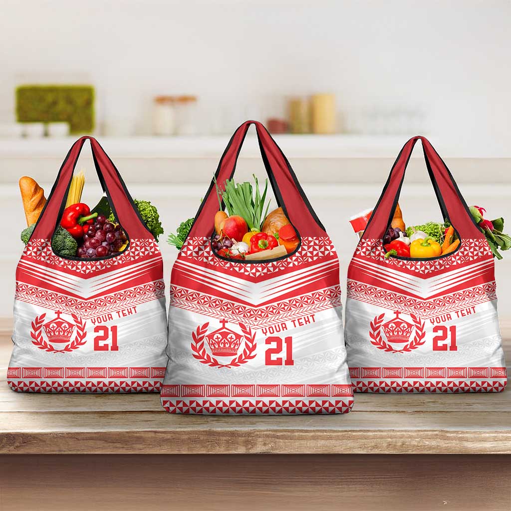Custom Mate Ma'a Tonga Heritage Grocery Bag Pacific Tribal Rugby White Edition - Polynesian Pride