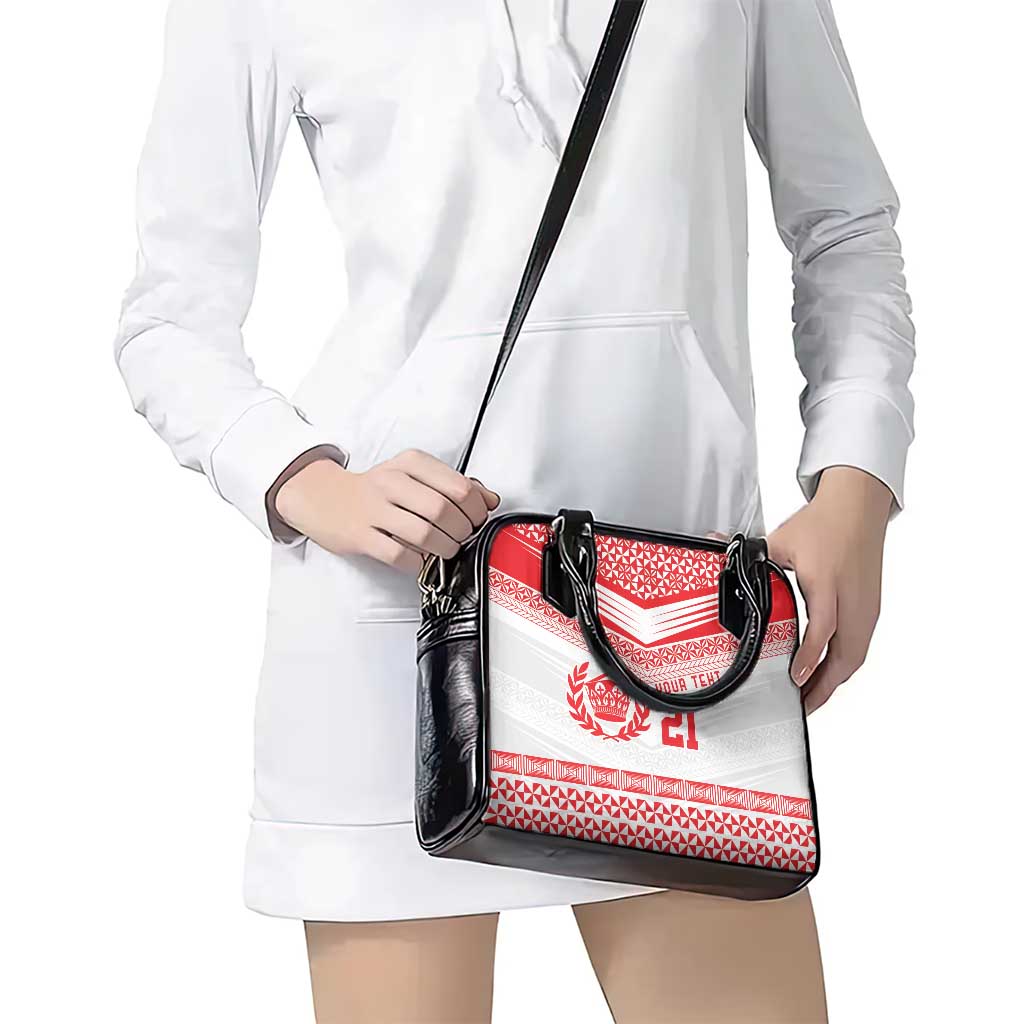 Custom Mate Ma'a Tonga Heritage Shoulder Handbag Pacific Tribal Rugby White Edition - Polynesian Pride