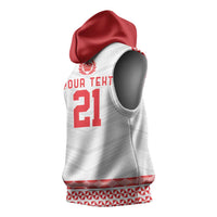 Custom Mate Ma'a Tonga Heritage Sleeveless Hoodie Pacific Tribal Rugby White Edition LT9 - Polynesian Pride