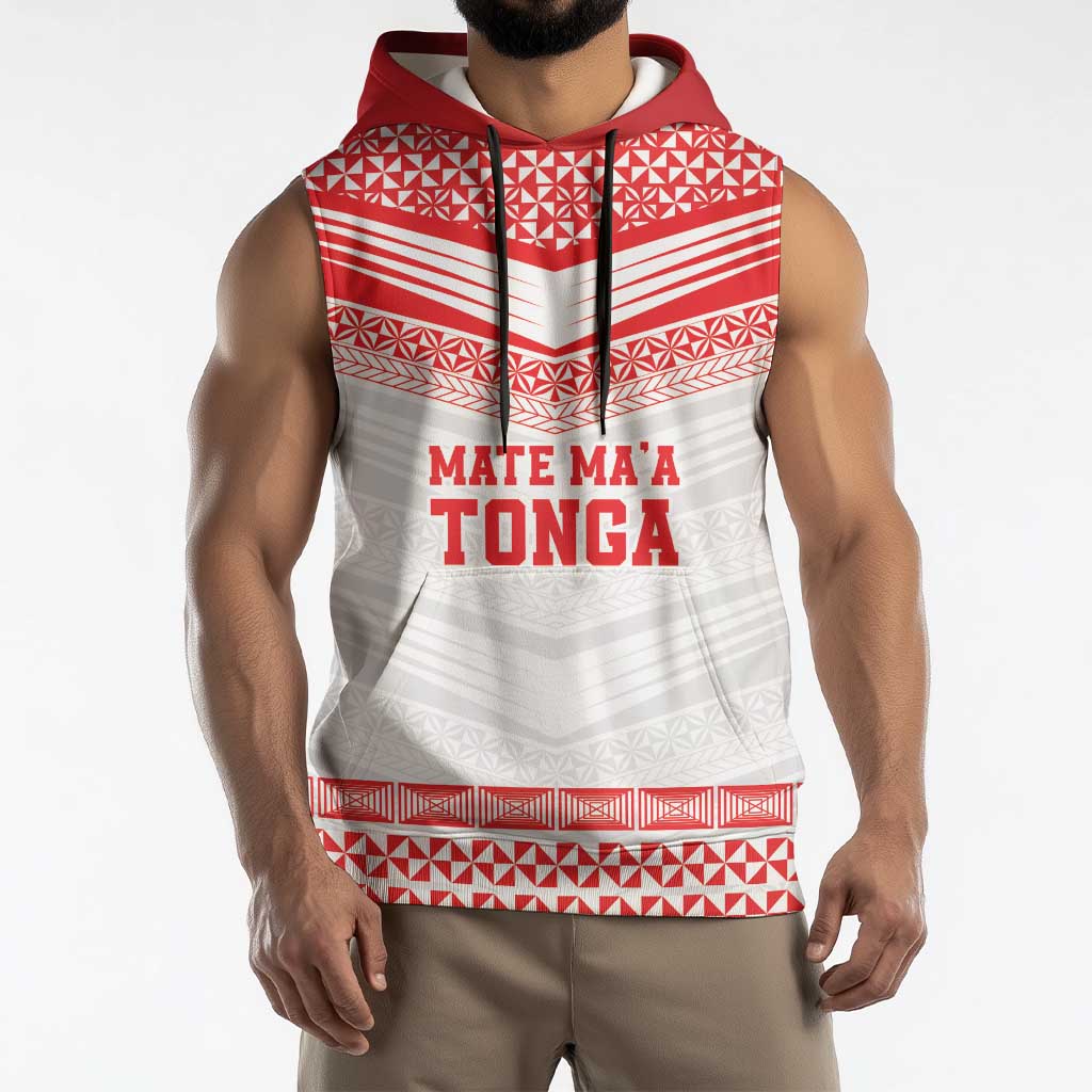 Custom Mate Ma'a Tonga Heritage Sleeveless Hoodie Pacific Tribal Rugby White Edition LT9 - Polynesian Pride