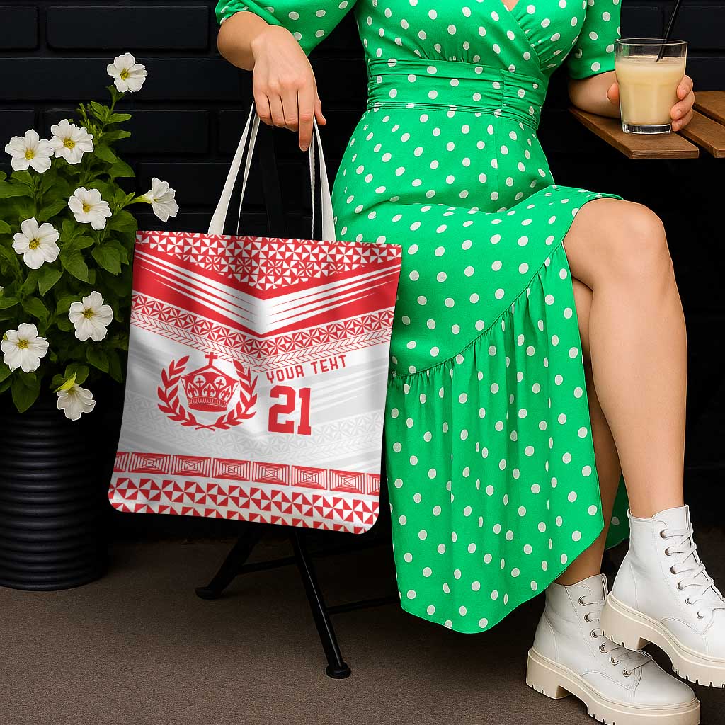 Custom Mate Ma'a Tonga Heritage Tote Bag Pacific Tribal Rugby White Edition - Polynesian Pride