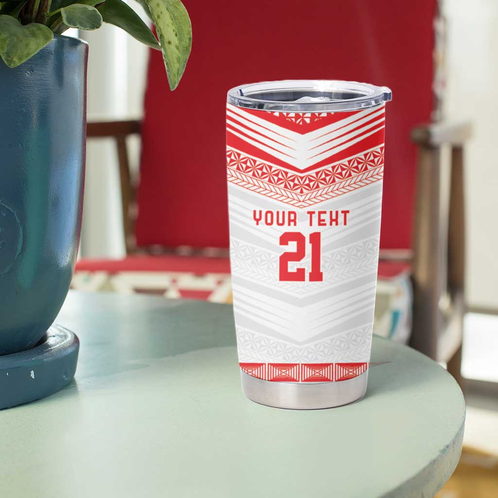 Custom Mate Ma'a Tonga Heritage Tumbler Cup Pacific Tribal Rugby White Edition - Polynesian Pride