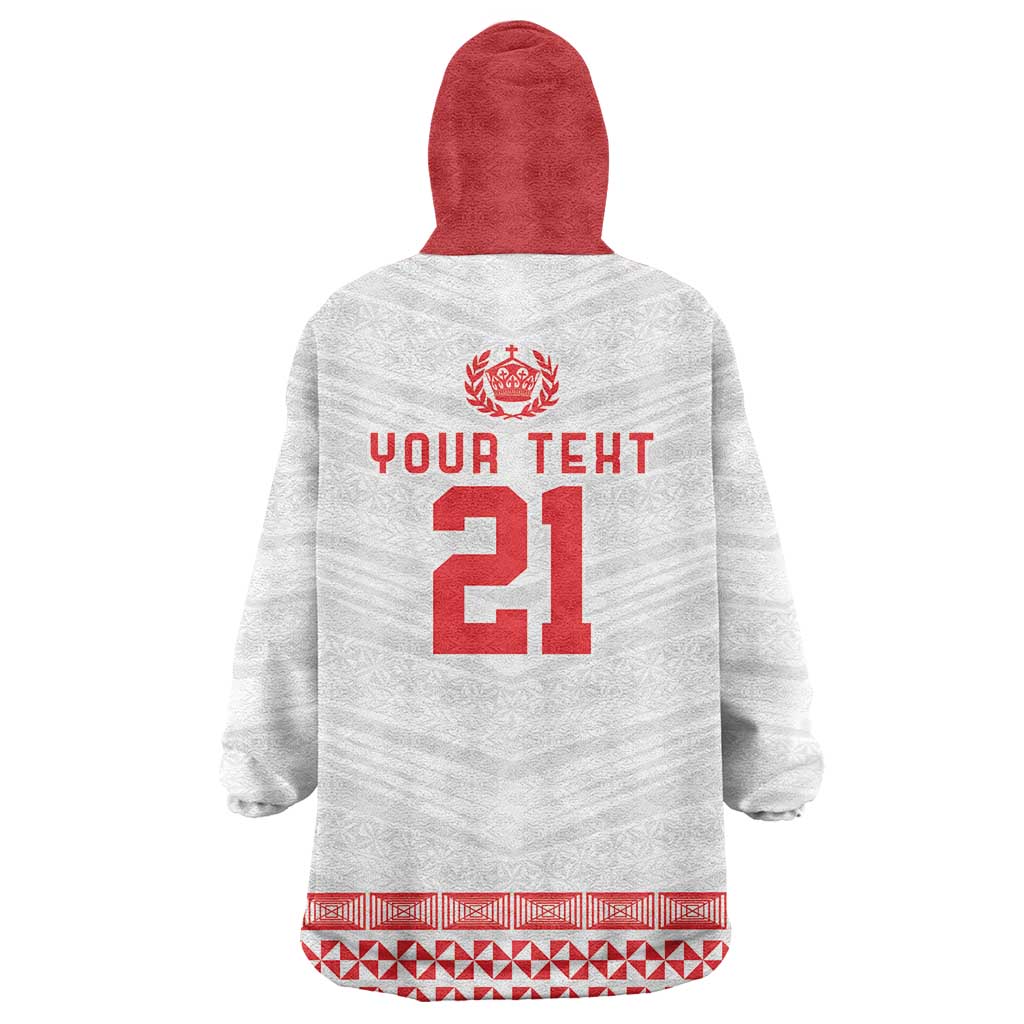 Custom Mate Ma'a Tonga Heritage Wearable Blanket Hoodie Pacific Tribal Rugby White Edition LT9 - Polynesian Pride