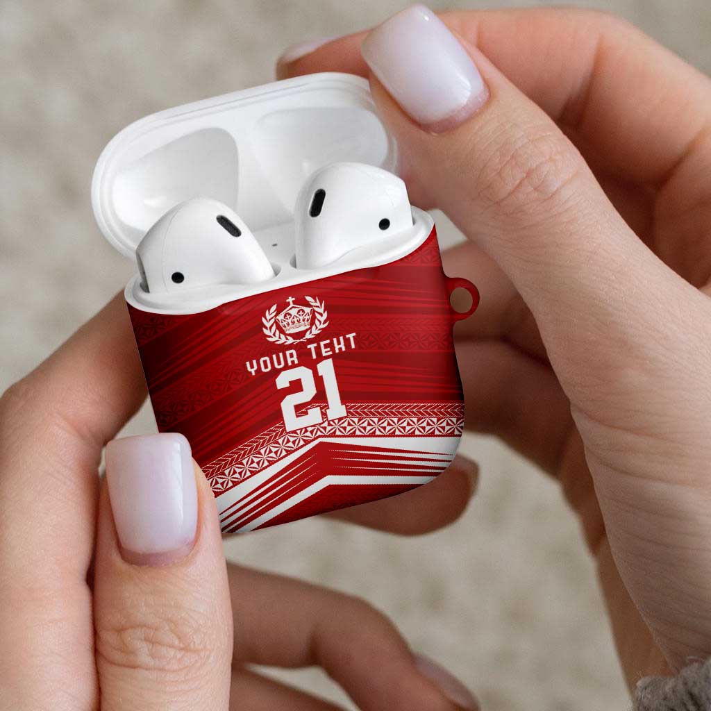 Custom Pacific Rugby Spirit AirPods Case Tonga Ngatu Pride Red Edition - Polynesian Pride