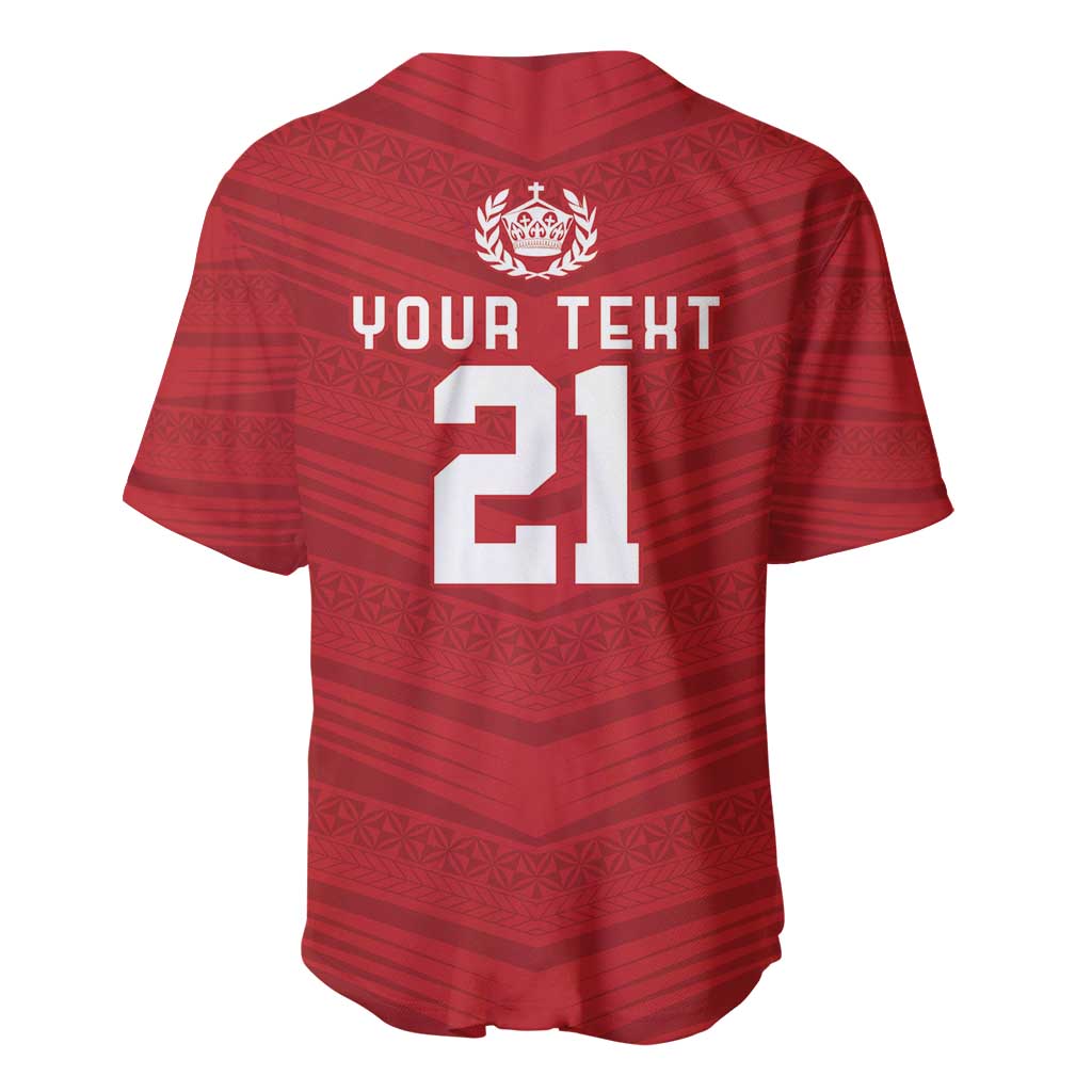 Custom Pacific Rugby Spirit Baseball Jersey Tonga Ngatu Pride Red Edition - Polynesian Pride