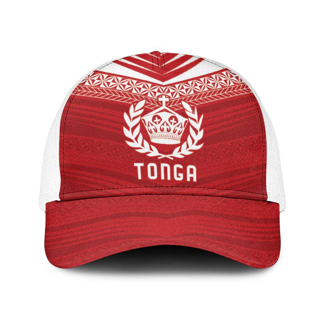 Pacific Rugby Spirit Baseball Net Cap Tonga Ngatu Pride Red Edition - Polynesian Pride