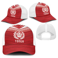 Pacific Rugby Spirit Baseball Net Cap Tonga Ngatu Pride Red Edition - Polynesian Pride
