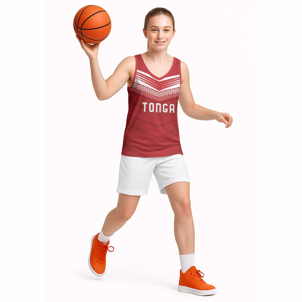 Custom Pacific Rugby Spirit Basketball Jersey Tonga Ngatu Pride Red Edition - Polynesian Pride