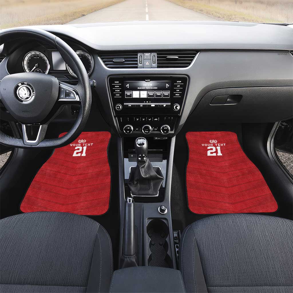 Custom Pacific Rugby Spirit Car Mats Tonga Ngatu Pride Red Edition - Polynesian Pride