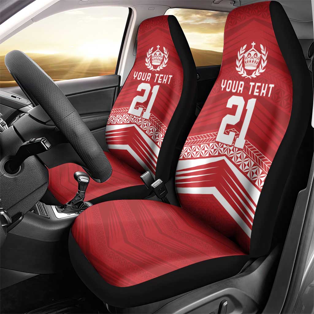 Custom Pacific Rugby Spirit Car Seat Cover Tonga Ngatu Pride Red Edition LT9 - Polynesian Pride
