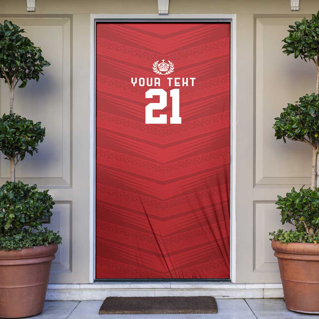 Custom Pacific Rugby Spirit Door Cover Tonga Ngatu Pride Red Edition LT9 Red - Polynesian Pride