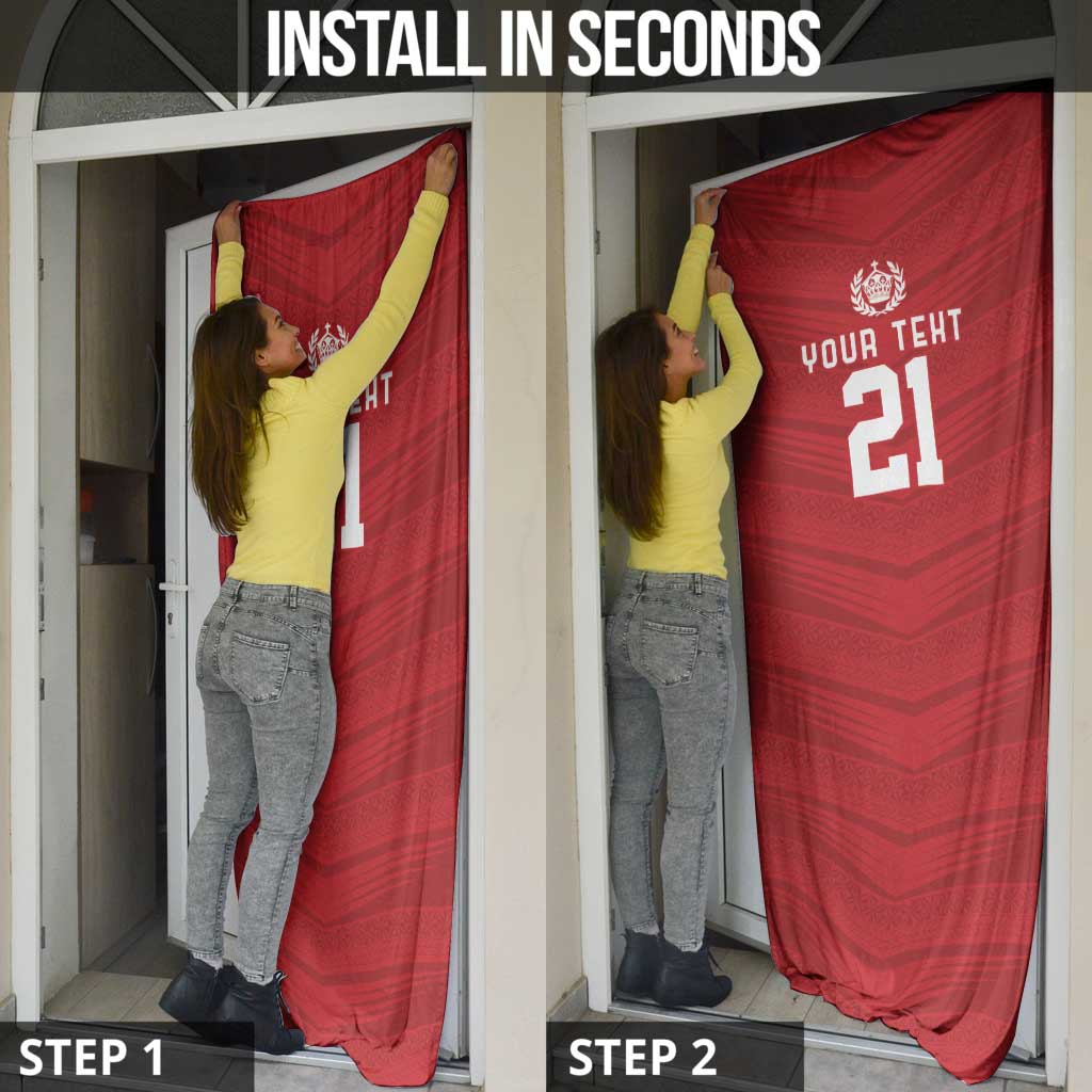 Custom Pacific Rugby Spirit Door Cover Tonga Ngatu Pride Red Edition LT9 - Polynesian Pride